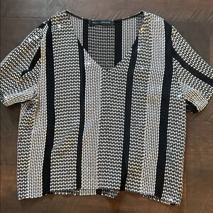 Sally Lapointe black sequins v neck top s